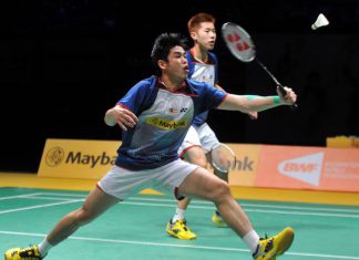Goh V Shem-Lim Khim Wah on their way to beating England’s Chris Langridge-Peter Mills 21-16, 21-14 in the quarter-finals of the Maybank Malaysian Open on Jan 17, 2014.