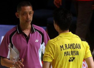 Misbun Sidek (left) seen here coaching his son, Misbun Ramdan at the 2014 Malaysian Open last month.