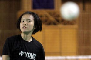 Goh Jin Wei beat Grace Chua Hui Zhen of Singapore 21-11, 21-19 in the Asian Junior Championships individual event on Feb 19, 2014.