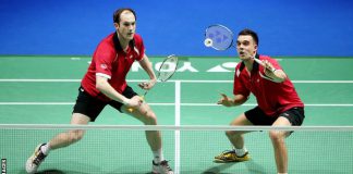 England took command of the contest when Adcock and Ellis defeated Michael Fuchs and Johannes Schoettler 21-19 21-19 in the first doubles encounter.