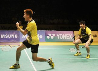 Goh V Shem (left) and Lim Khim Wah in a file photo. They disposed of Hong Kong’s Chan Yun Lung-Lee Chun Hei 22-20, 23-21 in the first round of the German Open.