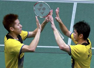Lim Khim Wah (right) and Goh V Shem in a file photo. The pair advanced to the last eight of the German Open after defeating Michael Fuchs-Johannes Schoettler 21-18, 16-21, 21-19.