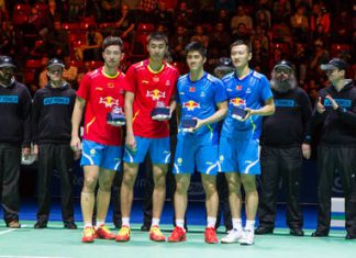 Biao Chai/Wei Hong beat Haifeng Fu/Nan Zhang in two sets and win the men's doubles final with 22:20 and 21:14.