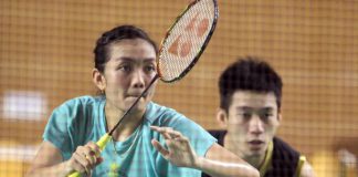 Lai Pei Jing (front) and partner Chan Peng Soon in training last month. They will face defending champions and reigning world champions Tontowi Ahmad-Liliyana Natsir of Indonesia in the first round of the All-England.