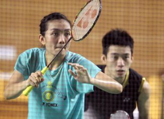 Lai Pei Jing (front) and partner Chan Peng Soon in training last month. They will face defending champions and reigning world champions Tontowi Ahmad-Liliyana Natsir of Indonesia in the first round of the All-England.