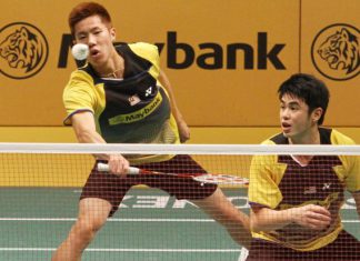 Goh V Shem-Lim Khim Wah in a file photo. The pair lost to Danish duo Mathias Boe-Carsten Mogensen 21-23, 11-21 in the first round of the the All-England.