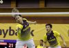 It's the end of the road for Hoon Thien How (left) and Tan Wee Kiong in the All-England, losing to their Indonesian opponents in straight sets in the quarter-finals on Friday.