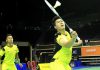 Malaysian Open Grand Prix Gold champion - Singapore's Danny Bawa Chrisnanta (left) and Chayut Triyachart in their match against Indonesia's Saputra Albert and Yonathan Suryatama Dasuki at the OUE Singapore Open on April 8, 2014.
