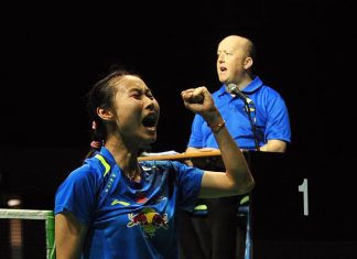 Wang Yihan celebrated her victory with a loud roar!