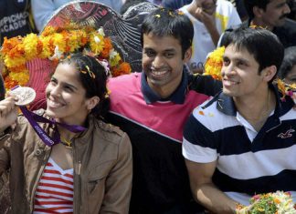 Saina Nehwal (left), and Gopichand (center) and P Kashyap will form a solid Uber-Thomas Cup team.