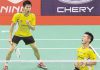 Tan Wee Kiong (right) Goh V Shem continued their superb performance to beat Carsten Mogensen-Joachim Fischer Nielsen 21-19, 21-13