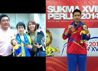 Goh Jin Wei with her family (left) and Zulfadli Zulkiffli (right)