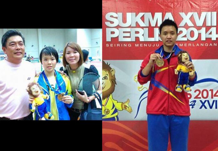 Goh Jin Wei with her family (left) and Zulfadli Zulkiffli (right)