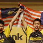 Lim Khim Wah (left) and Goh V Shem are the 2014 Malaysian Open men's doubles champions