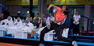 P.V Sindhu is playing at an exhibition game in Dubai