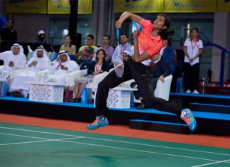 P.V Sindhu is playing at an exhibition game in Dubai