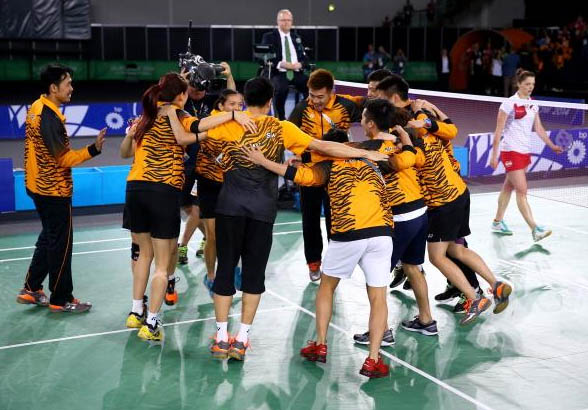 Malaysia celebrate after victory