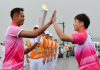 Lin Dan was among the torchbearers of the 2014 Nanjing Youth Olympics torch relay