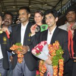 Kashyap, Sindhu and Guru touch down to rousing welcome