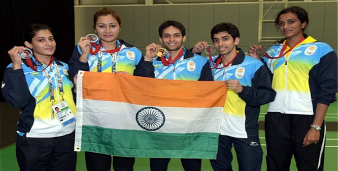 Ashwini Ponnappa, Jwala Gutta, P Kashyap, Guru, P.V Sindhu (from left to right)