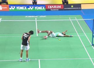 H S Prannoy celebrates after winning his first tournament title