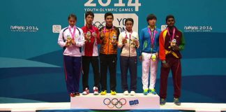 Nanjing Youth Olympics mixed doubles gold medalist Cheam June Wei (3rd from left) falters in the final
