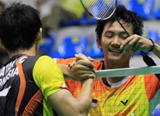 Two Indonesia singles players wrap up their training at Gyeyang Gymnasium, Incheon