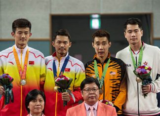 Chen Long, Lin Dan, Lee Chong Wei, Wei Nan (from left)