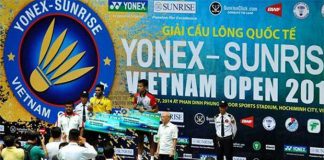 Rumbaka and Prannoy on the podium at 2014 Vietnam Open GP