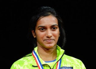P V Sindhu with her bronze medal at the World Badminton Championships