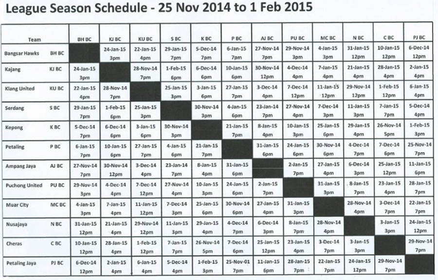 The official 2014-2015 Kopiko Purple League schedule