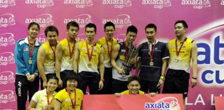 Malaysia national squad team beat Thailand 3-1 at the Axiata Cup Championship 2013 final in Cheras Badminton Stadium