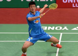Chen Long plays Son Wan-ho in the Denmark open final