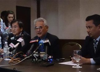 BAM president Tengku Mahaleel (middle) talks to media regarding the doping issue