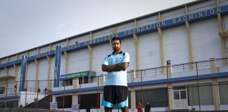 Pullela Gopichand outside his academy in Hyderabad.