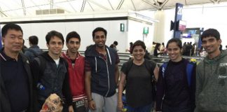 Saina and her team-mates are taking team photo before departing for China
