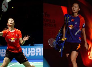 Wang Shixian (left) and Wang Yihan are both eliminated from the Dubai Superseries Finals