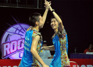 Lim Chi Wing (right) could be promoted to Malaysia's senior squad if he manage to defeat Daren Liew in the men's singles semi-final