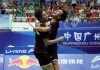 Mohammad Ahsan (right) and partner Hendra Setiawan celebrate after winning the 2013 men's doubles world championships