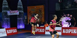 Markis Kido (left) and Agripinna Prima of Puchong United BC (Photo: Purple League's FB)