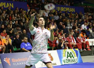 Jan Jorgensen beats Eric Pang on Thursday (photo: Badminton Europe)