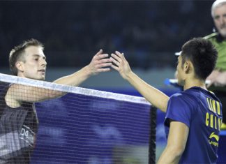 Peter Gade ended his 17-year-long career as a badminton player when he beat Lin Dan 2-1 at the Copenhagen Masters in Copenhagen, Denmark, Dec. 27, 2012