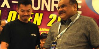 Lin Dan at the press conference ahead of India Open Super Series. (Photo credit: Artsmith)