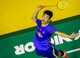 Chen Long of China in action at the Badminton Malaysian Open (photo: EPA)