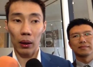 Lee Chong Wei speaks to reporters after the hearing at Amsterdam.