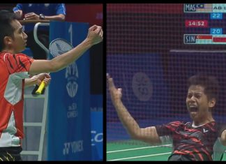 Chong Wei Feng (left) and Arif are closing on SEA Games men's singles final showdown on Tuesday.