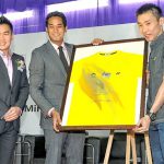 Purple League's CEO Jack Koh (left), Malaysia’s Youth and Sports Minister Khairy Jamaluddin and Lee Chong Wei during the launch of Malaysia Purple League in April 2014.