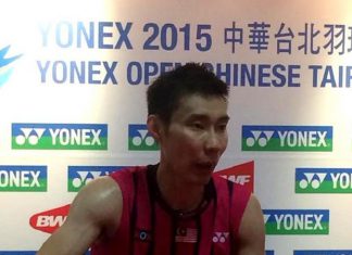 Lee Chong Wei speaks with media after his first match at the 2015 Chinese Taipei Open. (photo: Reuters)