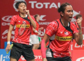 Good luck to Amelia Alicia Anscelly/Soong Fie Cho in the quarters. (photo: Goh Thean Howe)