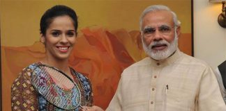 Thanks to Saina Nehwal, and happy birthday to Prime Minister Narendra Modi! (photo: Narendra Modi - Twitter)